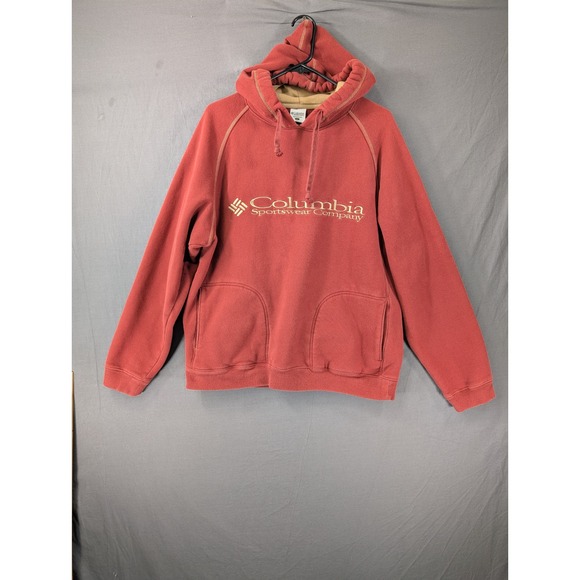 Columbia Other - Columbia Sportswear Hoodie Mens Large Red Fleece Pullover Logo Vintage Style